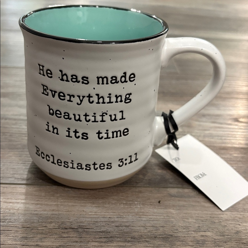 Dwell Studio Ecclesiastes 3:11 ceramic mug NEW